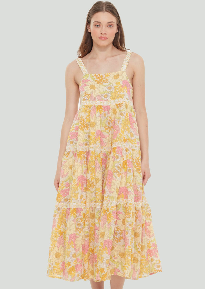 Strappy Maxi Dress, Pink Yellow Floral – Bliss & Belle Boutique