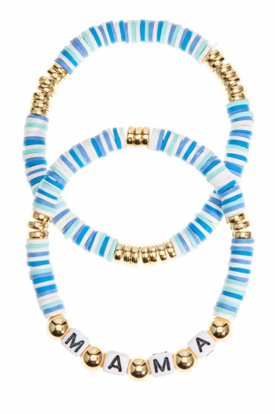 Mama Rubber Bead Bracelets, Blue