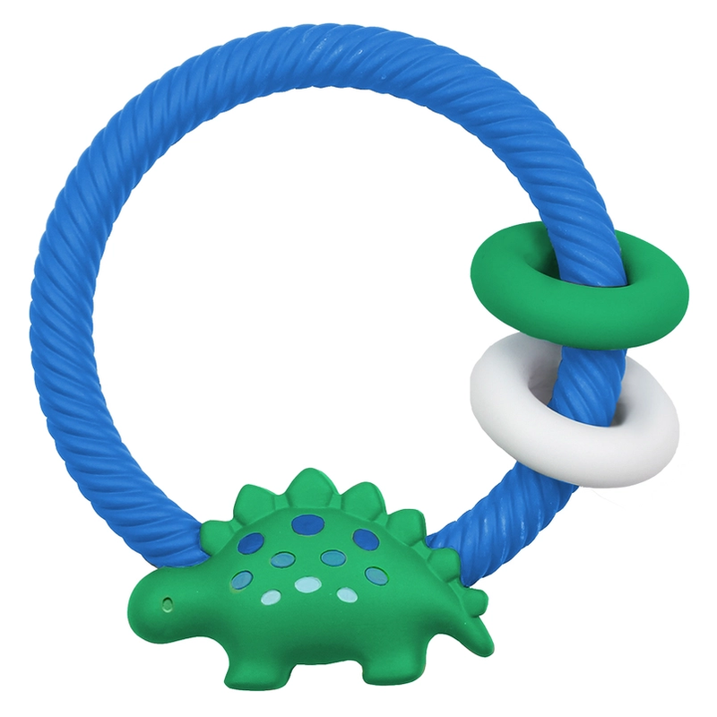 Silicone Teether Rattle, Dino