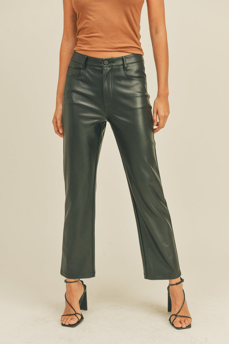 Faux Leather Straight Pants, Black – Bliss & Belle Boutique