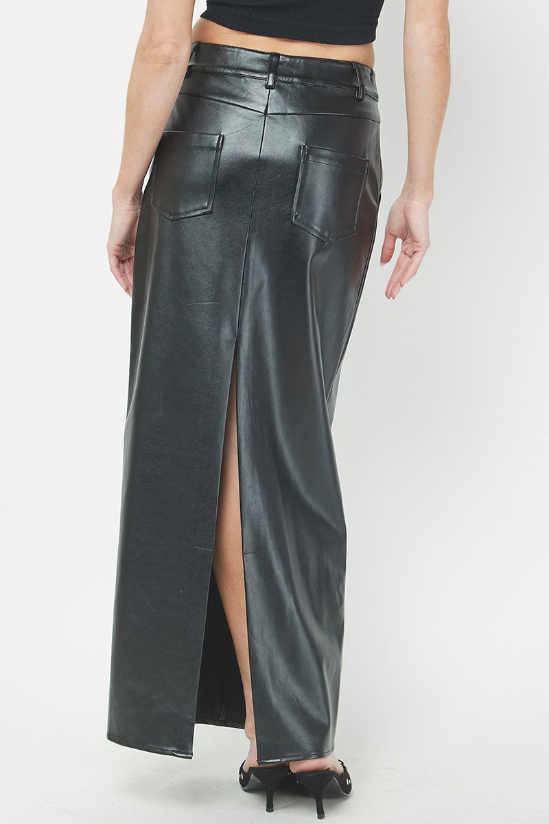 Side-slit faux-leather skirt, Icône, Women's Midi Skirts & Mid-Length  Skirts