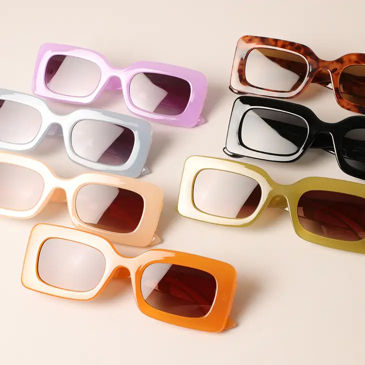 Bold Rectangle Frame Sunglasses (Multiple Colors)