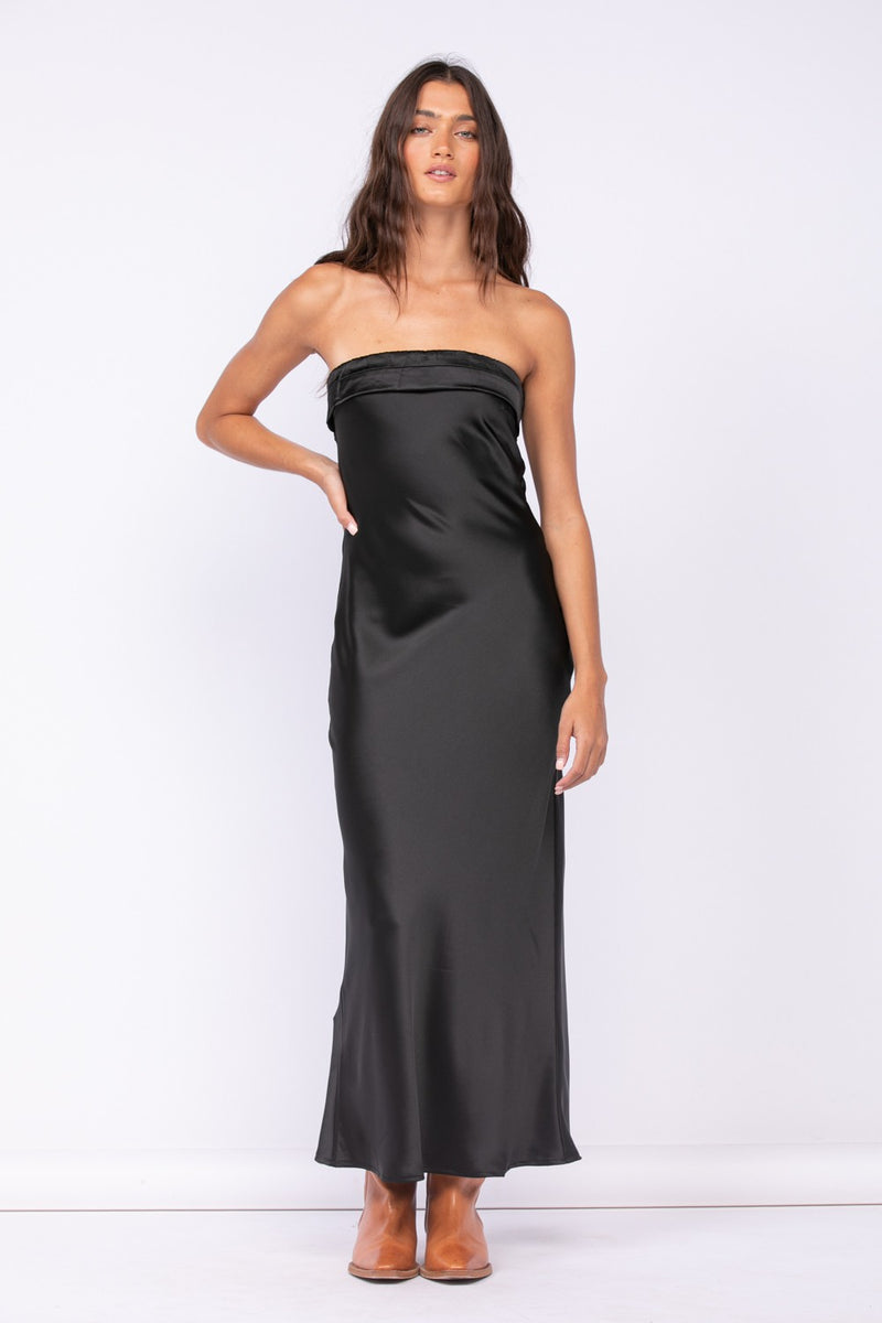 Strapless Midi Slip Dress, Black – Bliss & Belle Boutique