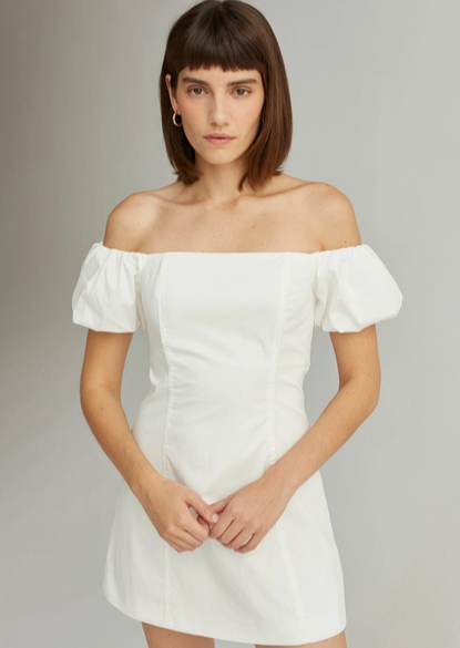 Abigail Off The Shoulder Mini Dress, White