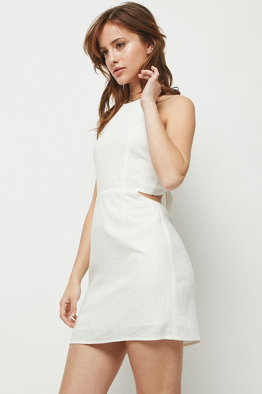 Halter Side Mini Dress, Off – & Belle Boutique