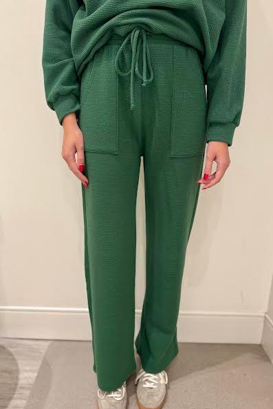 Cloudy Drawstring Knit Pants, Green