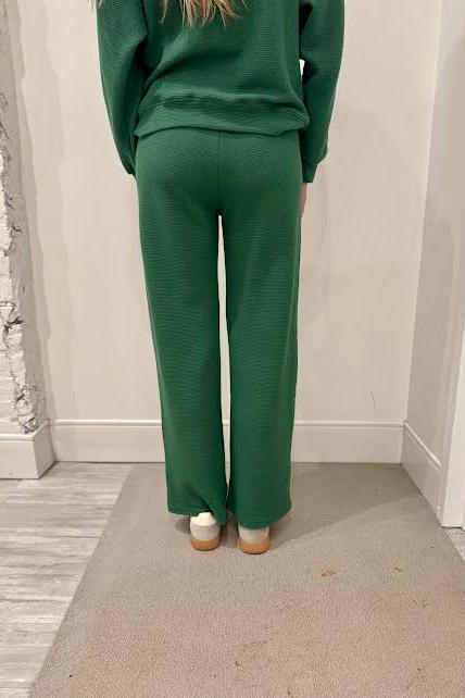 Cloudy Drawstring Knit Pants, Green