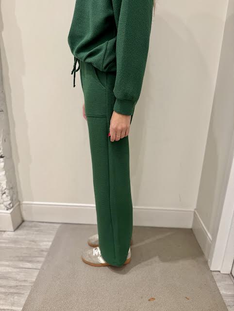 Cloudy Drawstring Knit Pants, Green