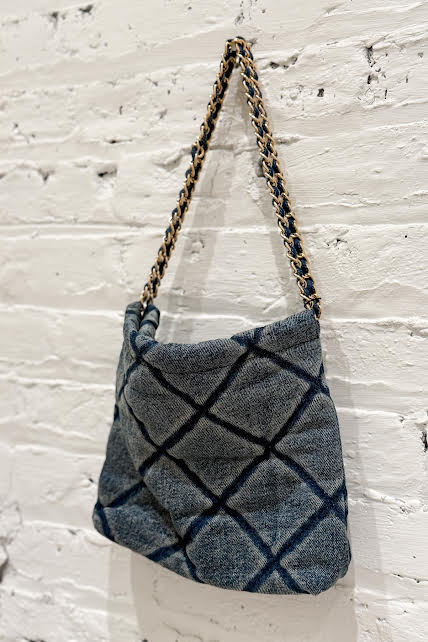 Quilted Chain Bag, Denim