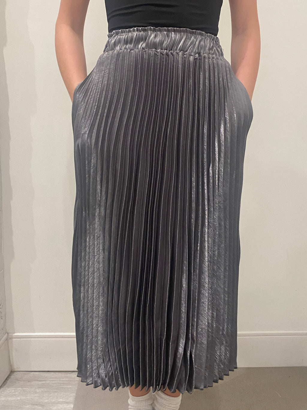 Mona Midi Skirt, Silver
