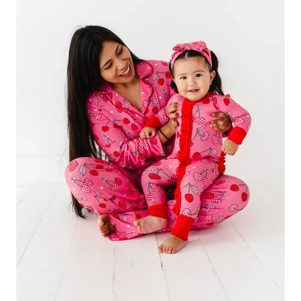 Cherry Convertible Footies Pajamas with Ruffle