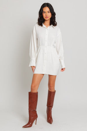 Buttondown Shirt Dress, White