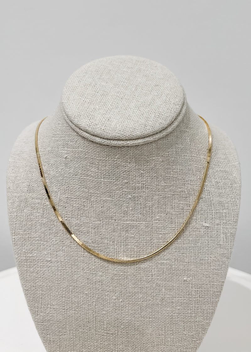 Thin herringbone necklace, gold
