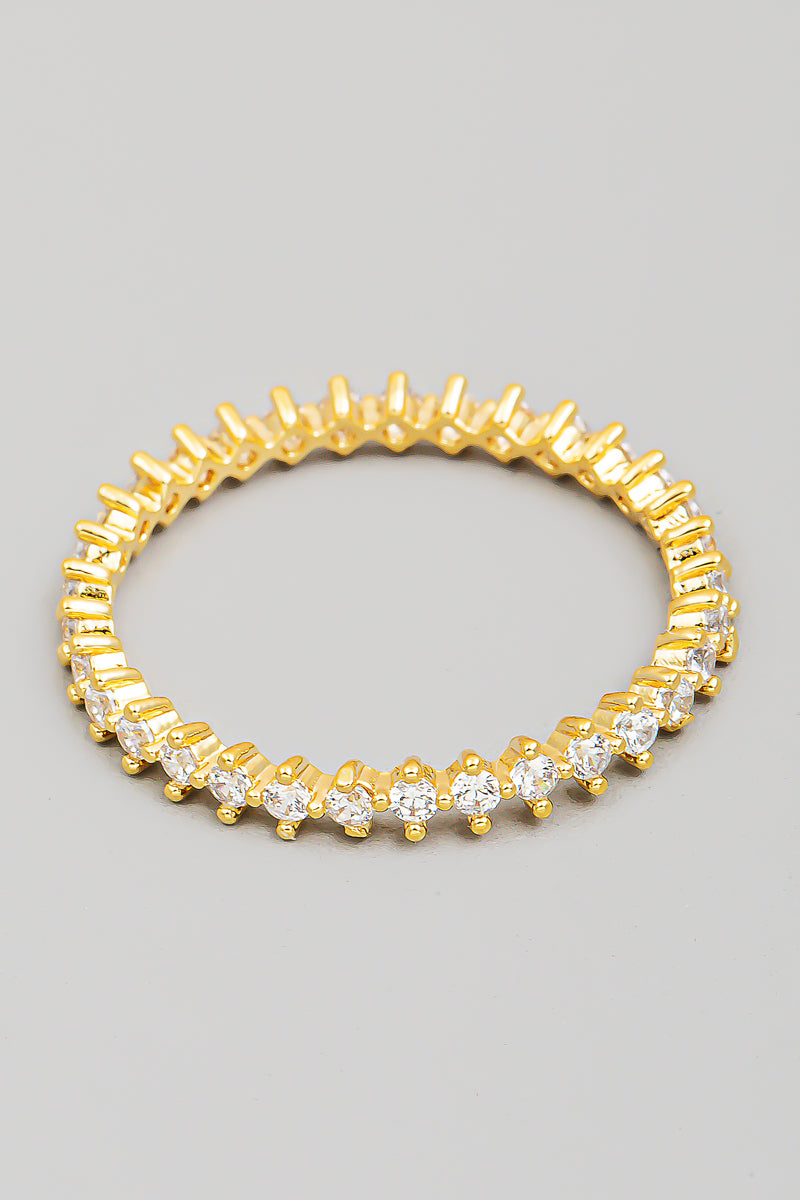 Rhinestone Studded Ring, Gold