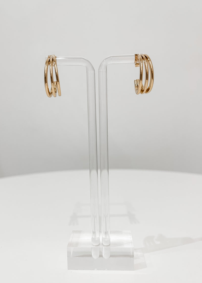 Tri-Hoop Earring, Gold