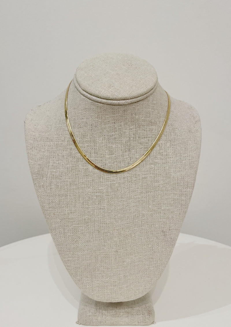 Single Herringbone Necklace, Gold