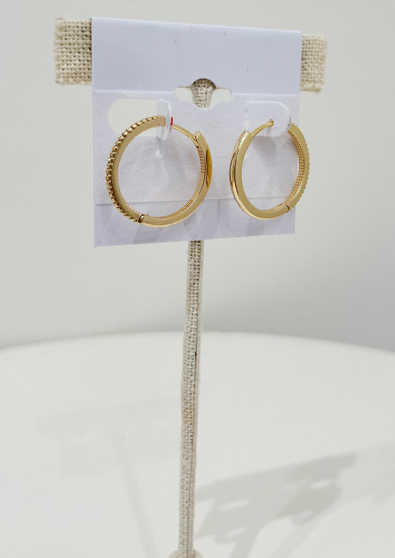 1 Pave Hoops, Gold