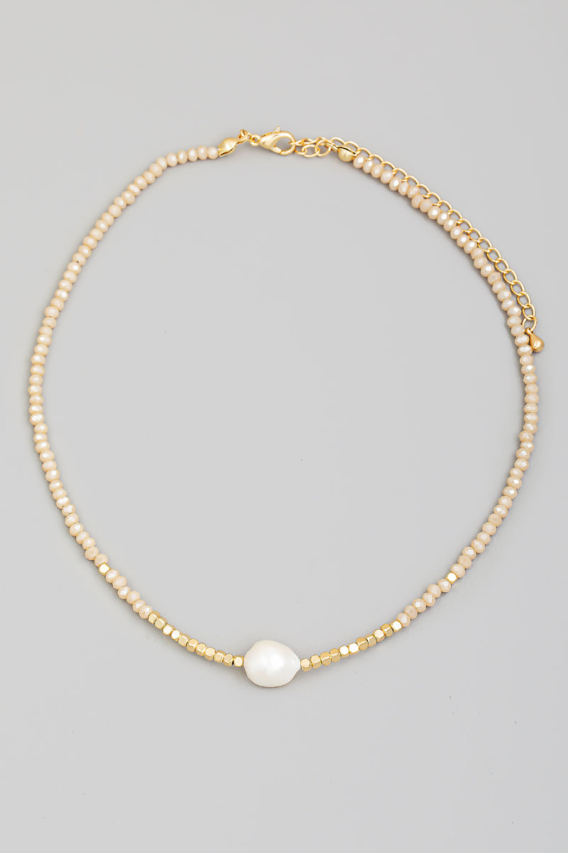 Dainty Beaded Pearl Choker Necklace