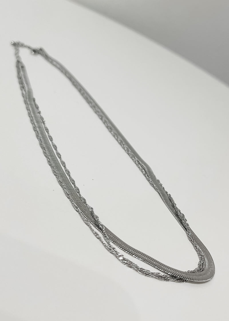 Herringbone Chain Necklace, Silver