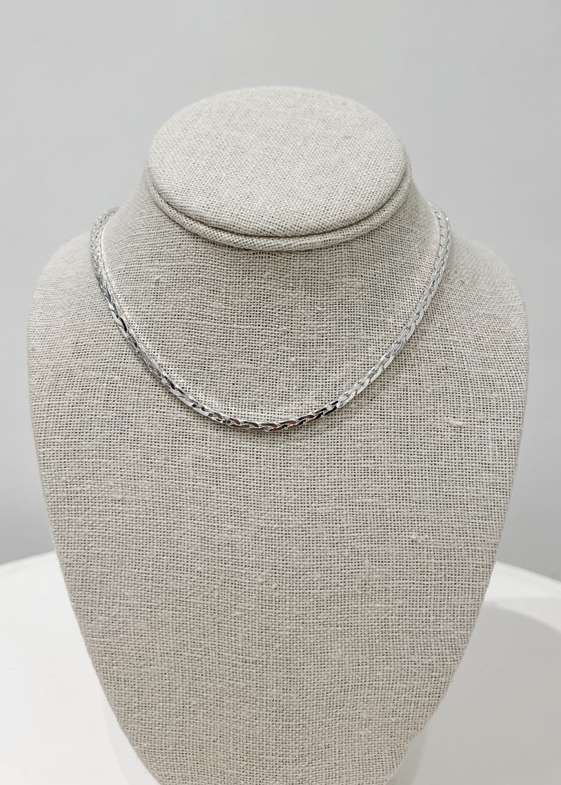 Braided chain necklace, silver