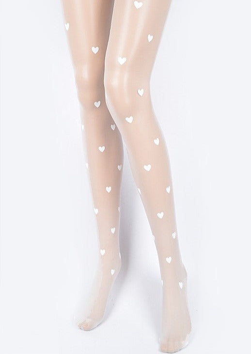 Heart Tights, White (One Size)