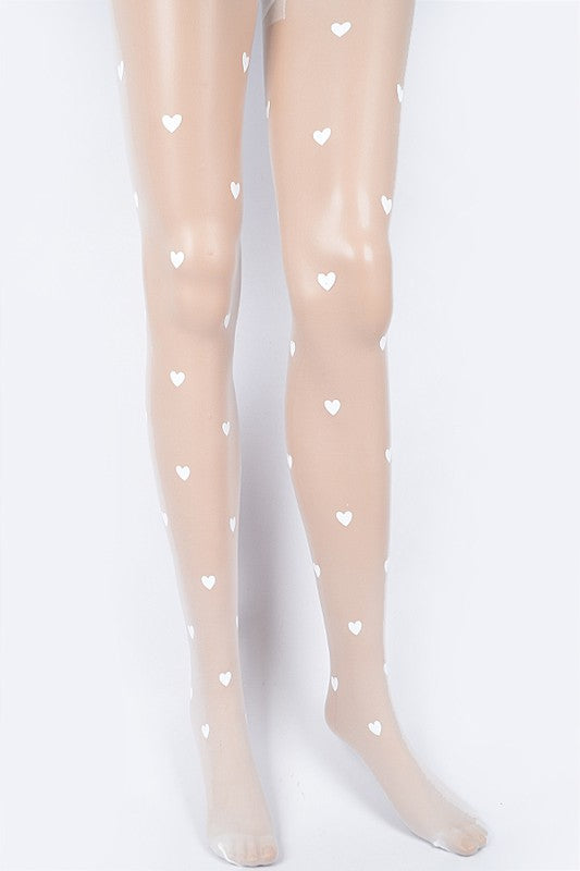 Heart Tights, White (One Size)