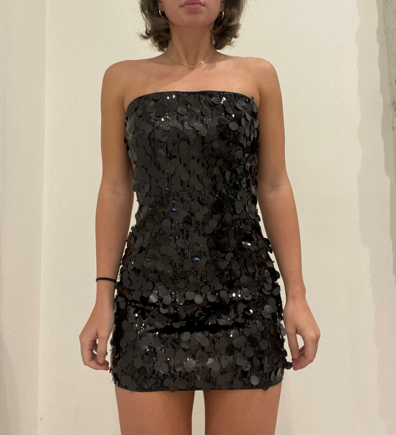 Strapless Sequin Mini Dress, Black