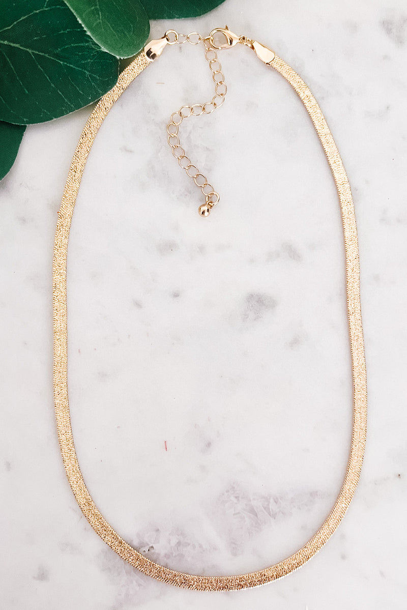 Herringbone Chain Necklace, Gold