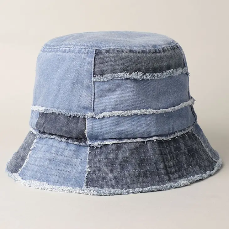 Patchwork Bucket Hat, Denim
