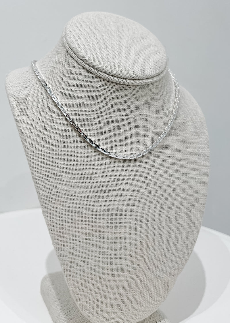 Braided chain necklace, silver
