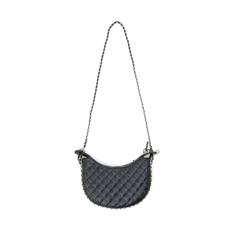 Quilted Chain Crossbody Bag, Black