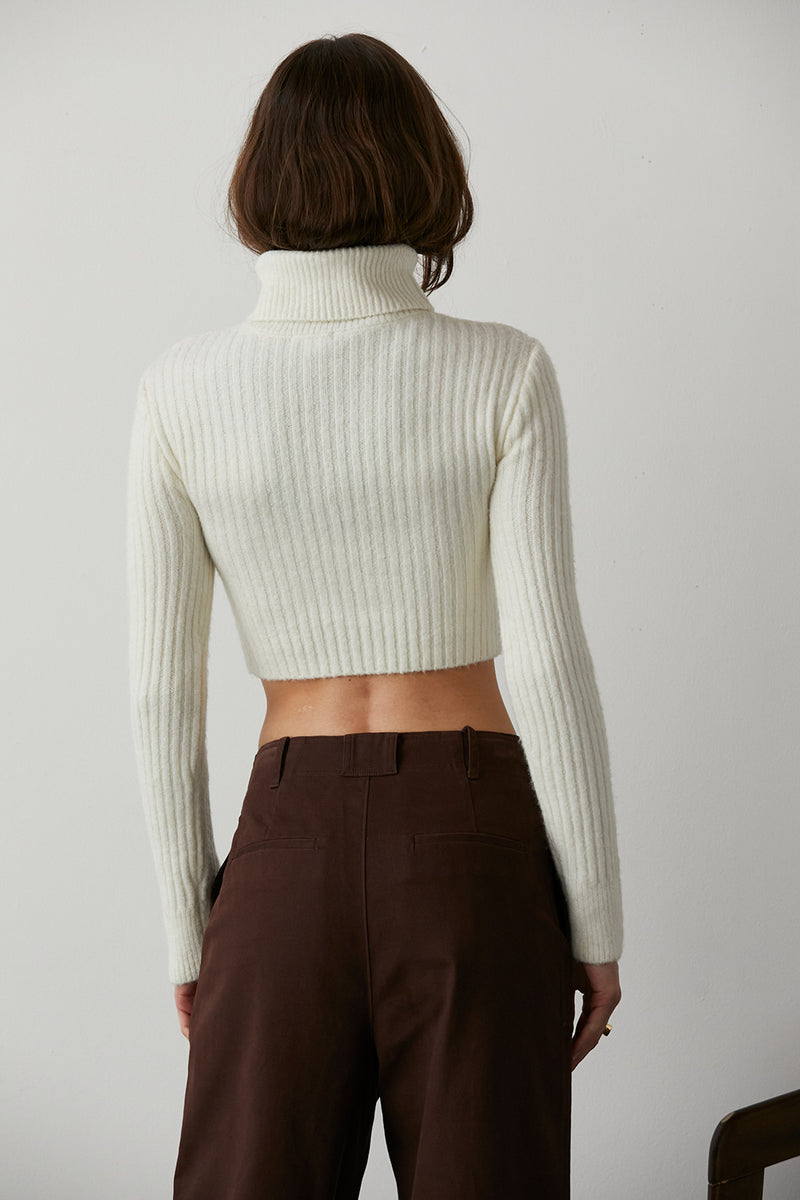 Emery Crop Sweater, Cream