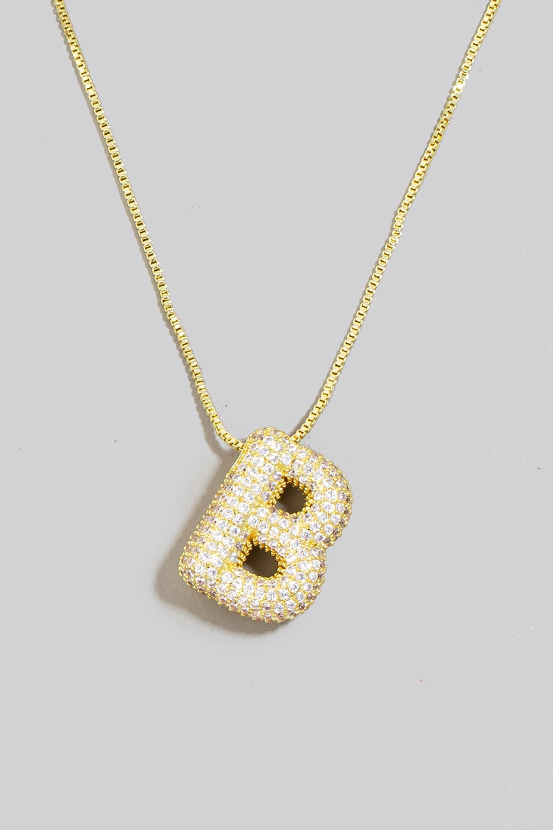 Pave Bubble Initial Pendant Necklace