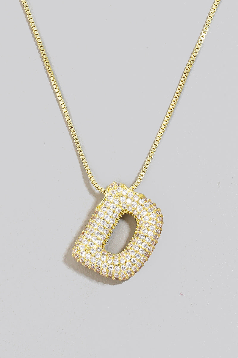 Pave Bubble Initial Pendant Necklace