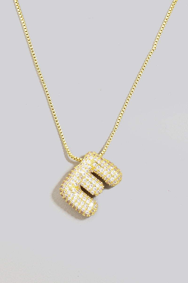 Pave Bubble Initial Pendant Necklace