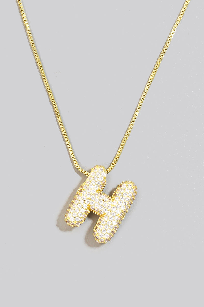 Pave Bubble Initial Pendant Necklace