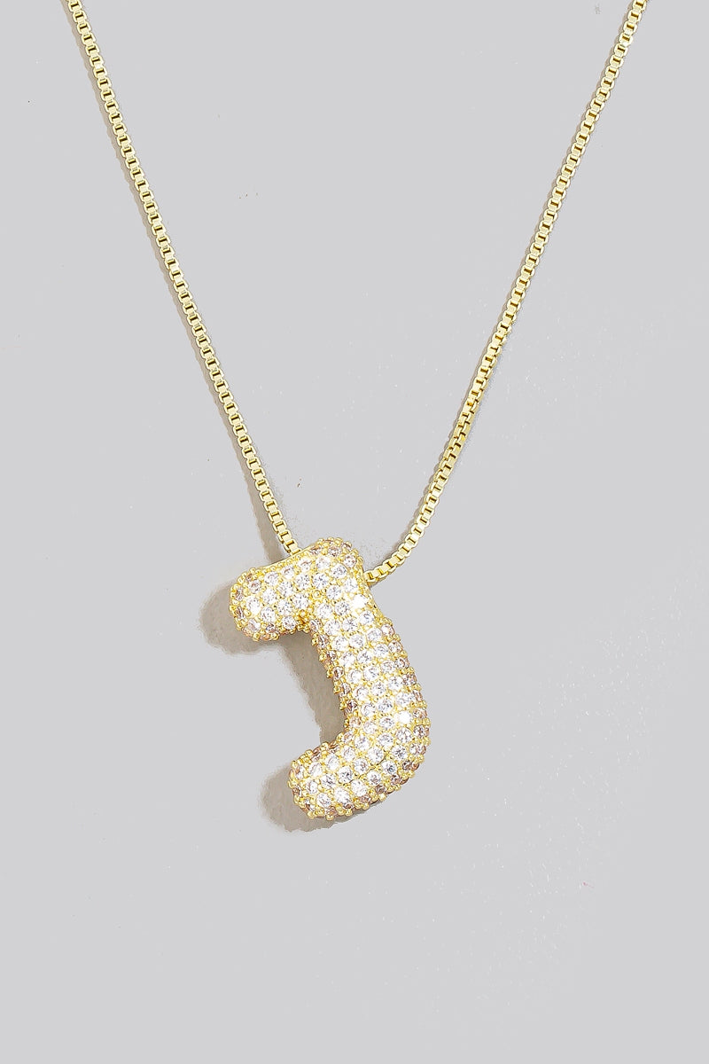 Pave Bubble Initial Pendant Necklace