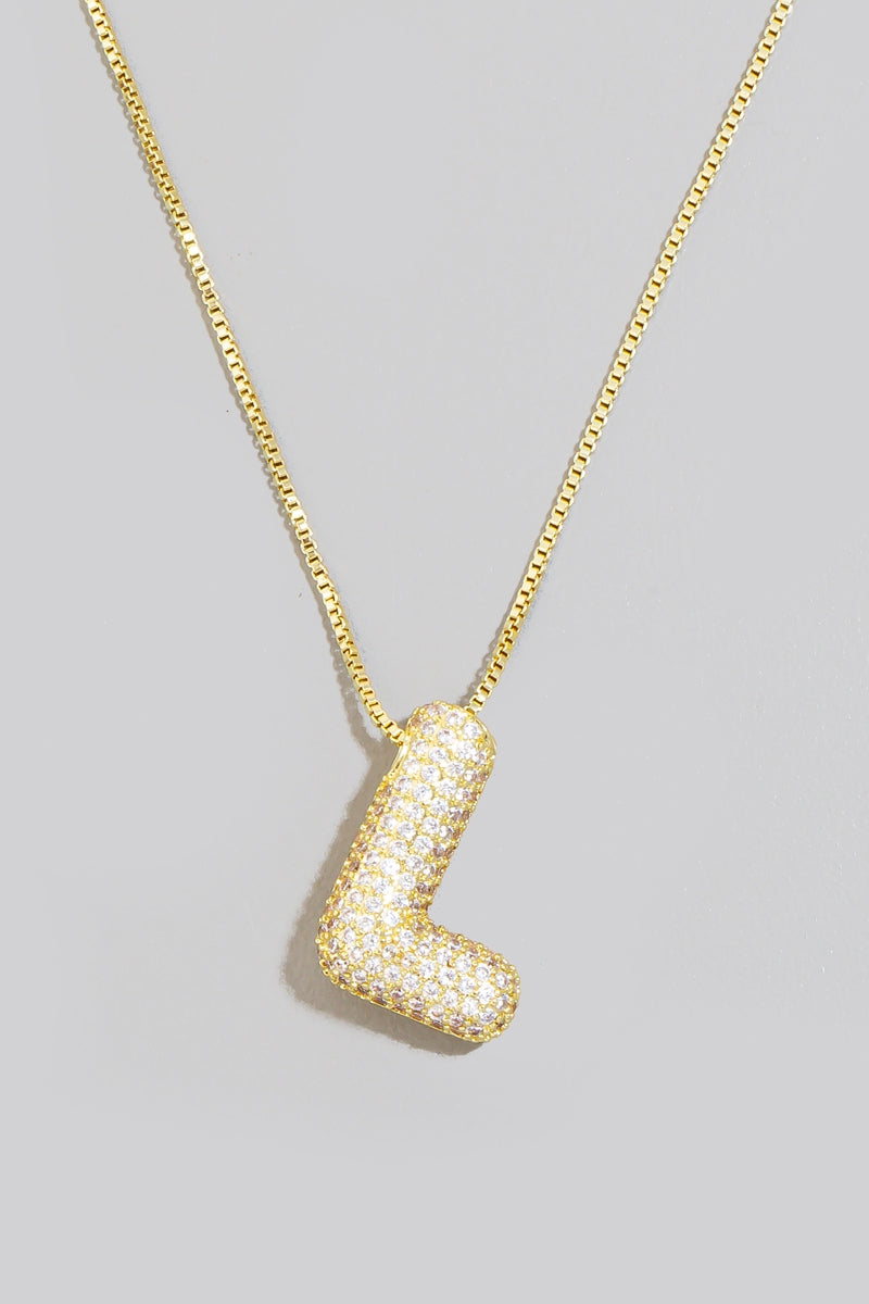 Pave Bubble Initial Pendant Necklace