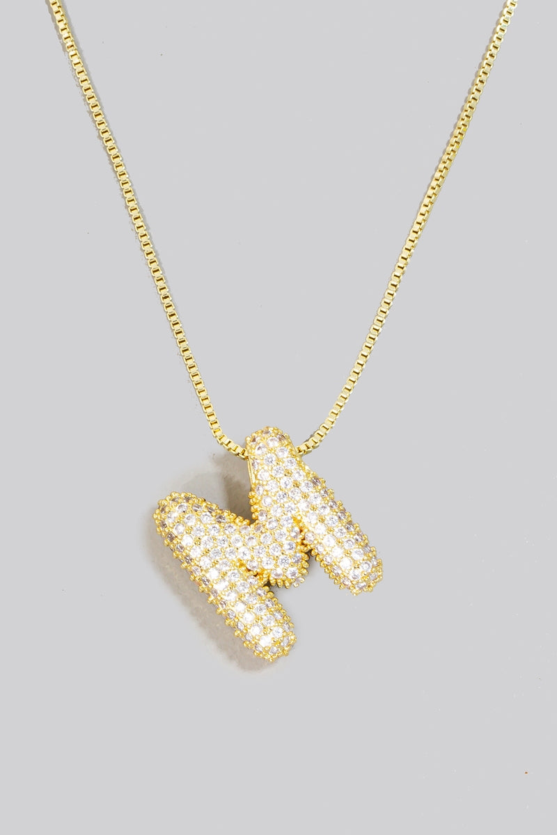 Pave Bubble Initial Pendant Necklace