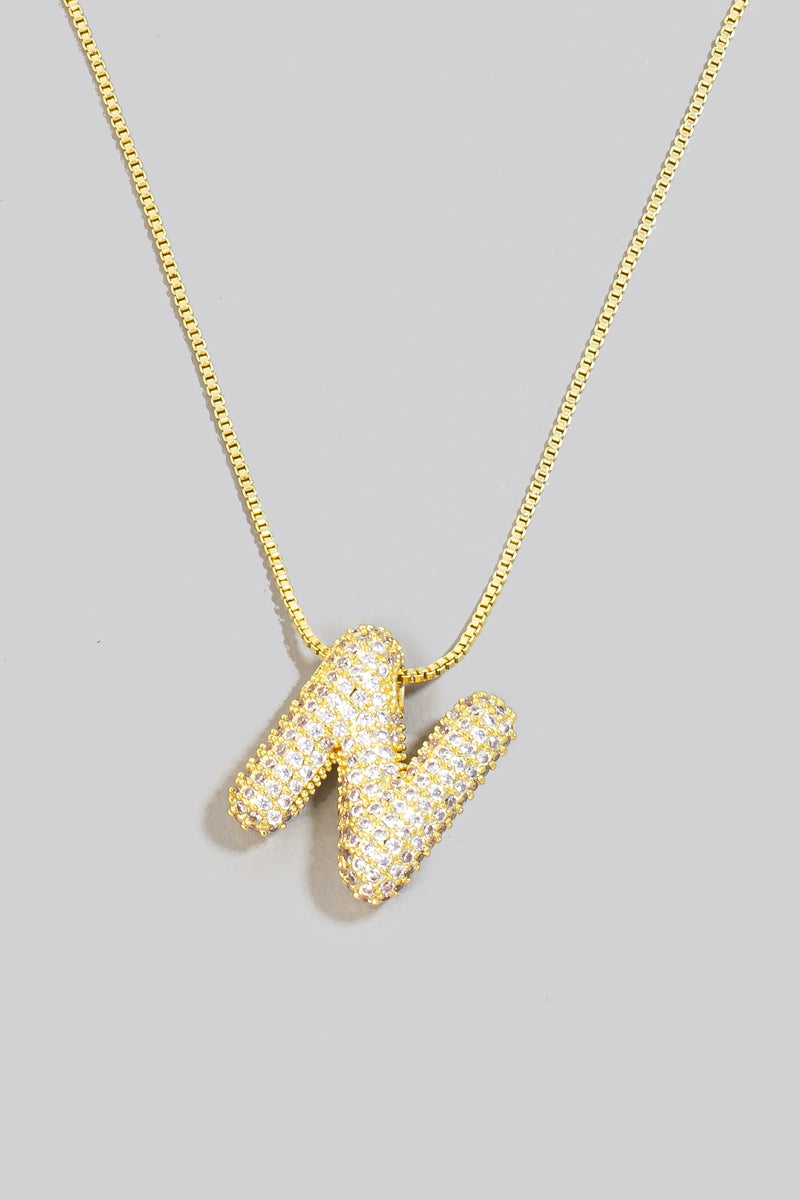 Pave Bubble Initial Pendant Necklace