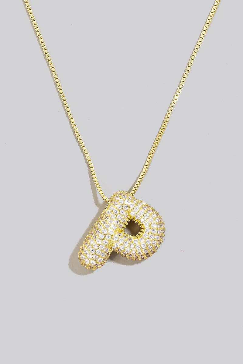 Pave Bubble Initial Pendant Necklace