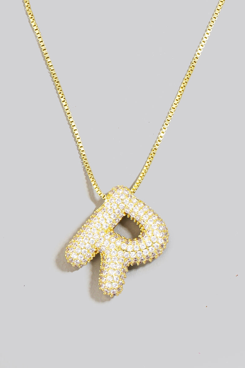 Pave Bubble Initial Pendant Necklace