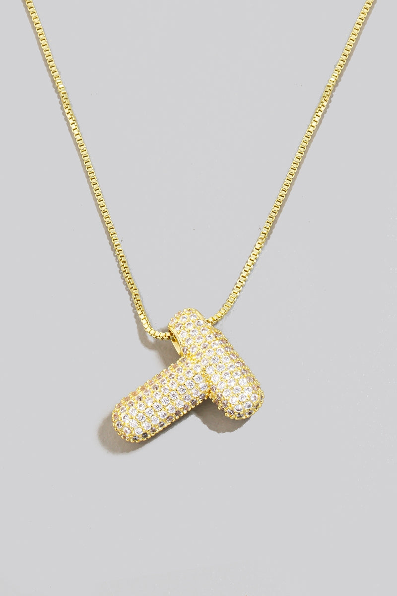 Pave Bubble Initial Pendant Necklace