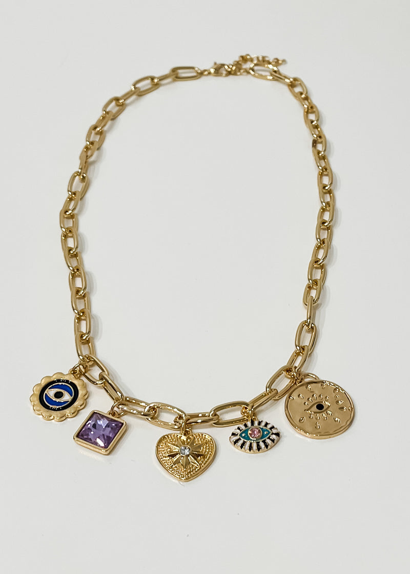 San Miguel Charm Necklace, Gold
