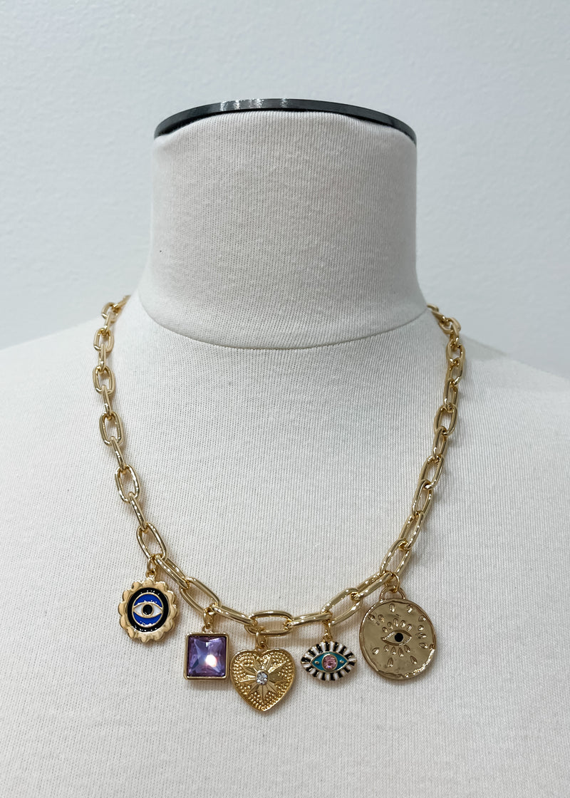 San Miguel Charm Necklace, Gold