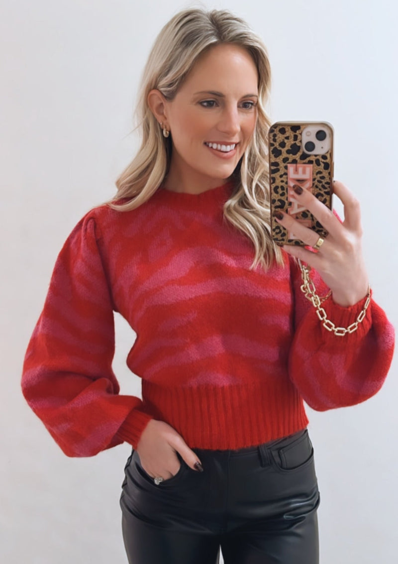 Mavis sweater top, rasberry