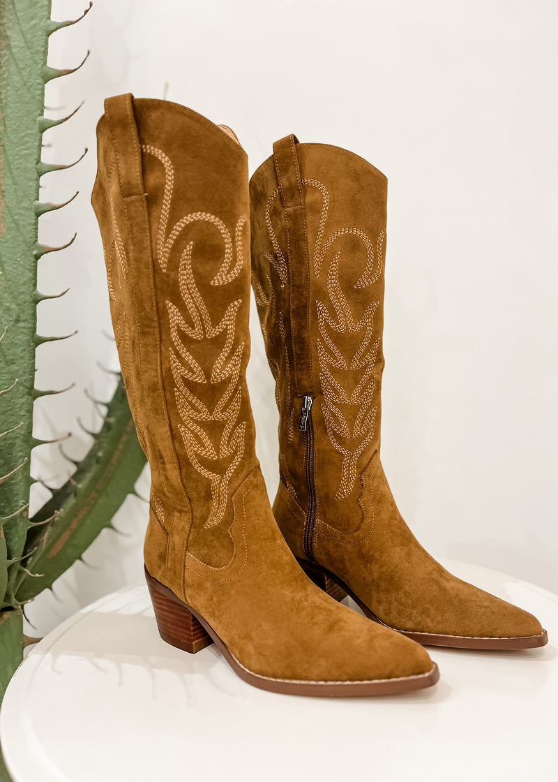 Jessie Suede Cowboy Boot, Brown