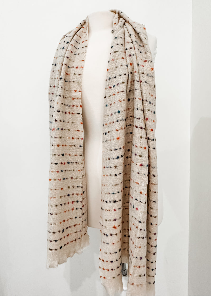 Multi Color Dotted Scarf, Ivory