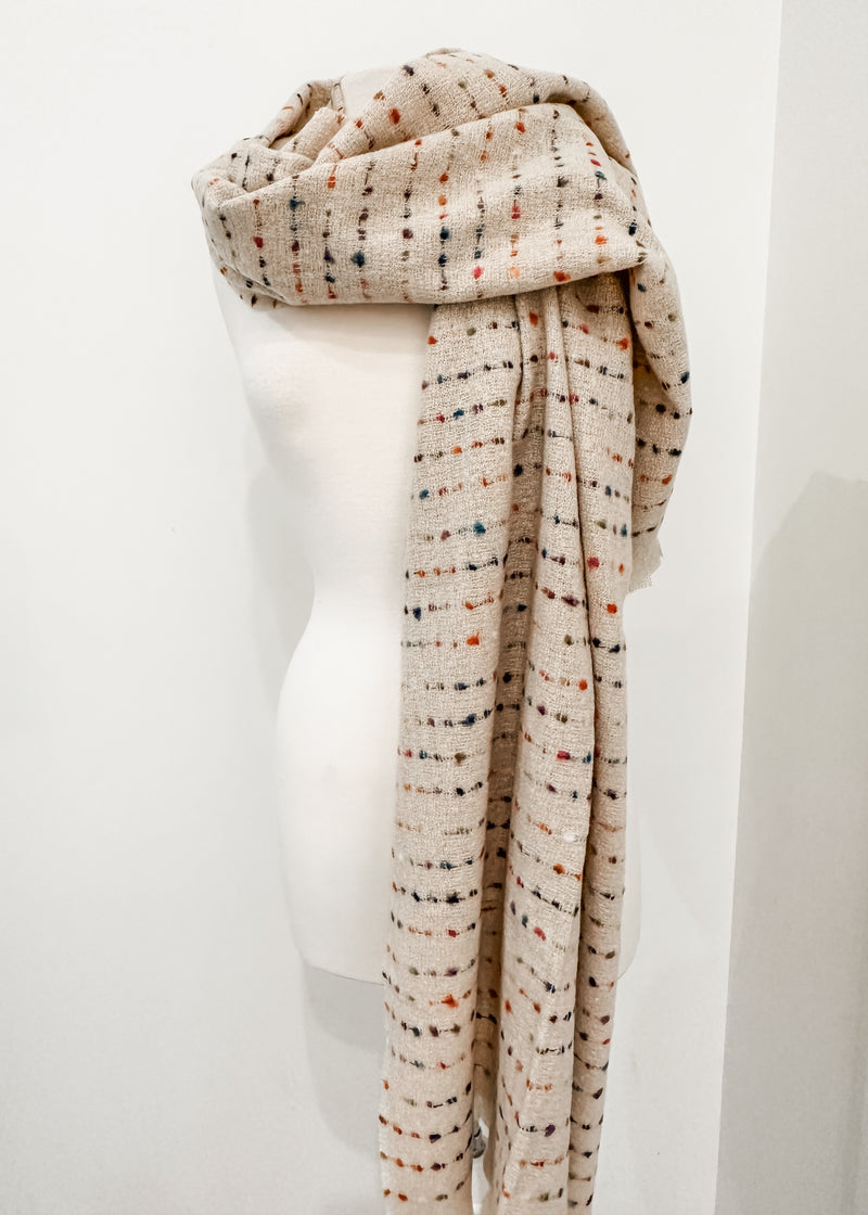 Multi Color Dotted Scarf, Ivory