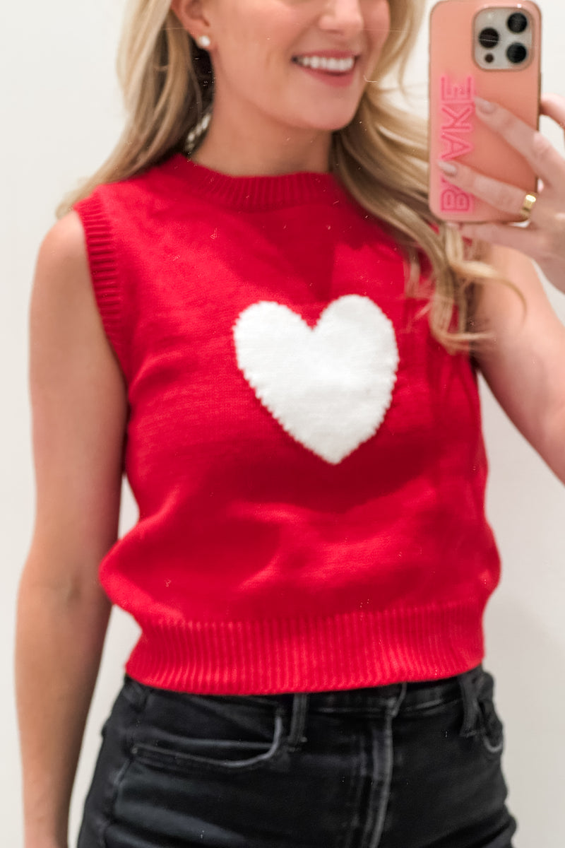 Heart Sweater Vest, Red